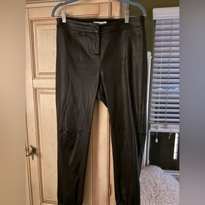 Black leather Halston joggers size 10
